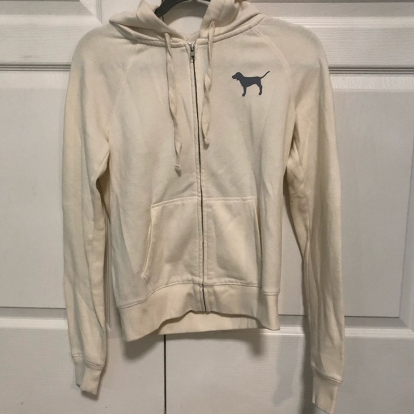 VS PINK Cream Zip Up Hoodie - Picture 3 of 5